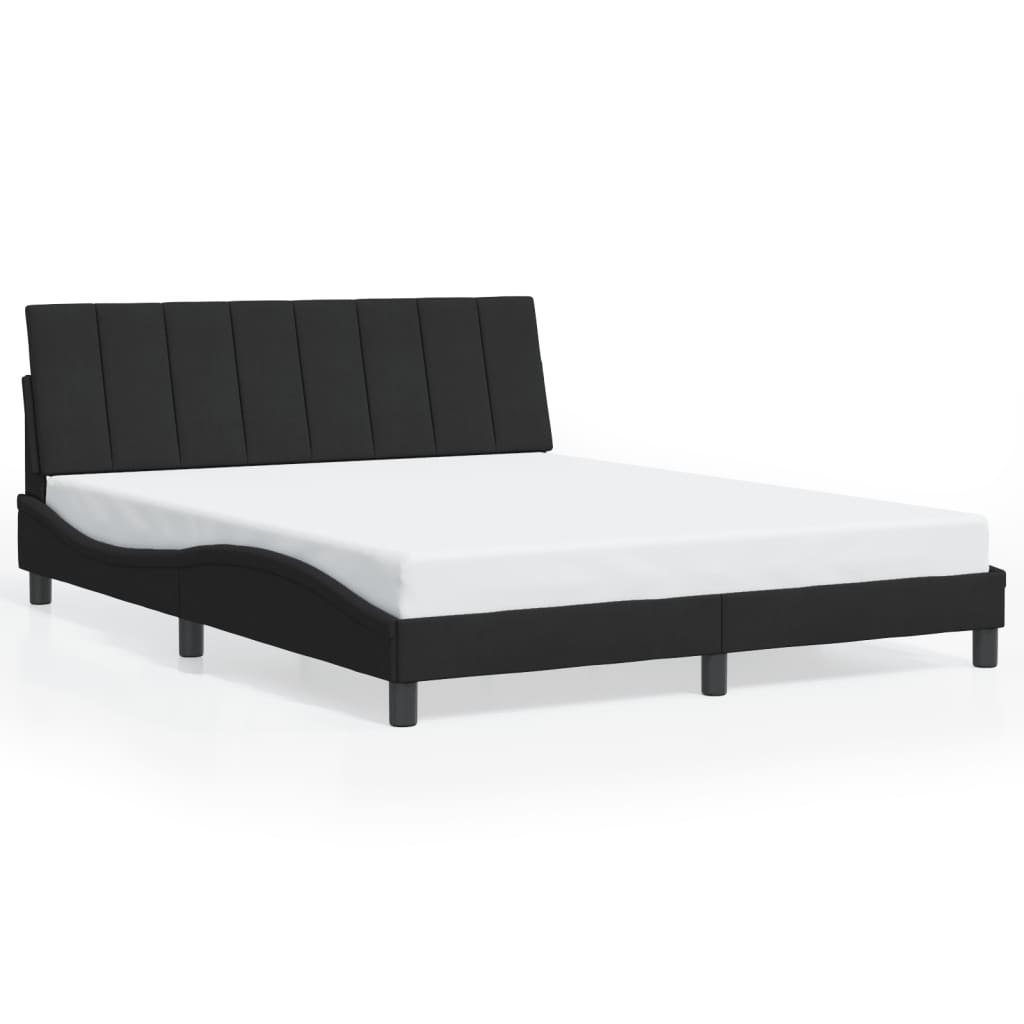 Cadre de lit avec LED sans matelas noir 160x200 cm velours - XIOS