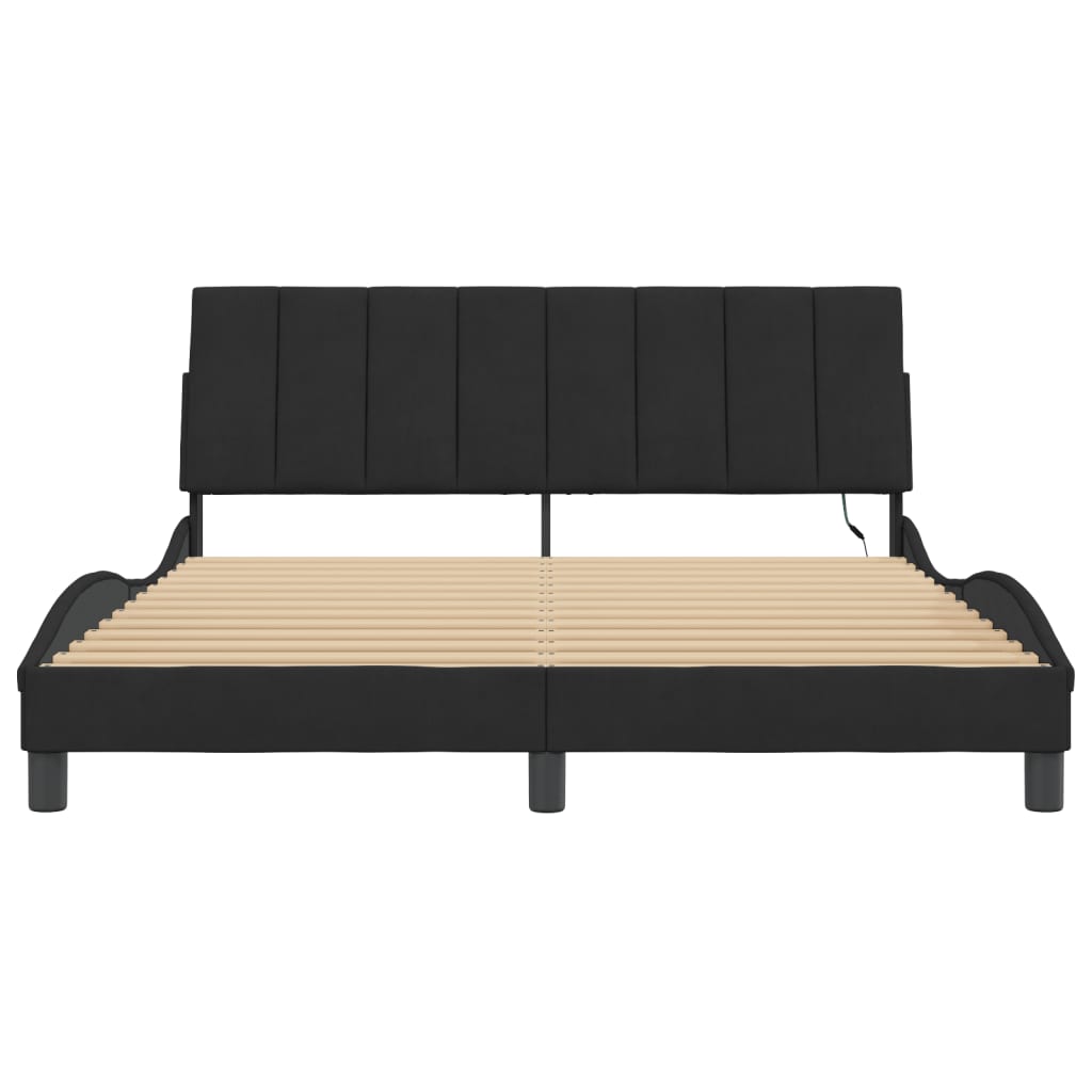 Cadre de lit avec LED sans matelas noir 160x200 cm velours - XIOS
