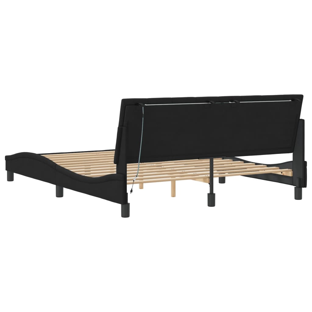 Cadre de lit avec LED sans matelas noir 160x200 cm velours - XIOS