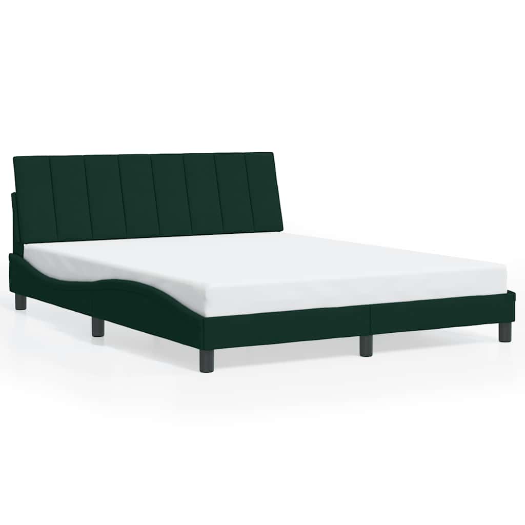 Cadre de lit avec LED sans matelas Hanko vert foncé 160x200 cm velours - XIOS