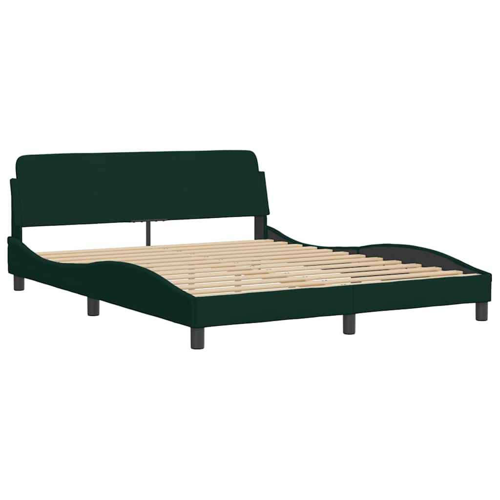 Cadre de lit avec LED sans matelas Hanko vert foncé 160x200 cm velours - XIOS