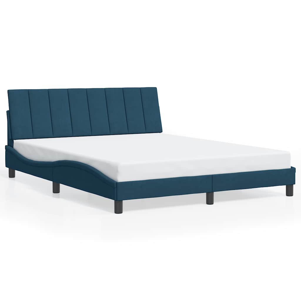 Cadre de lit avec LED sans matelas Hanko bleu 160x200 cm velours