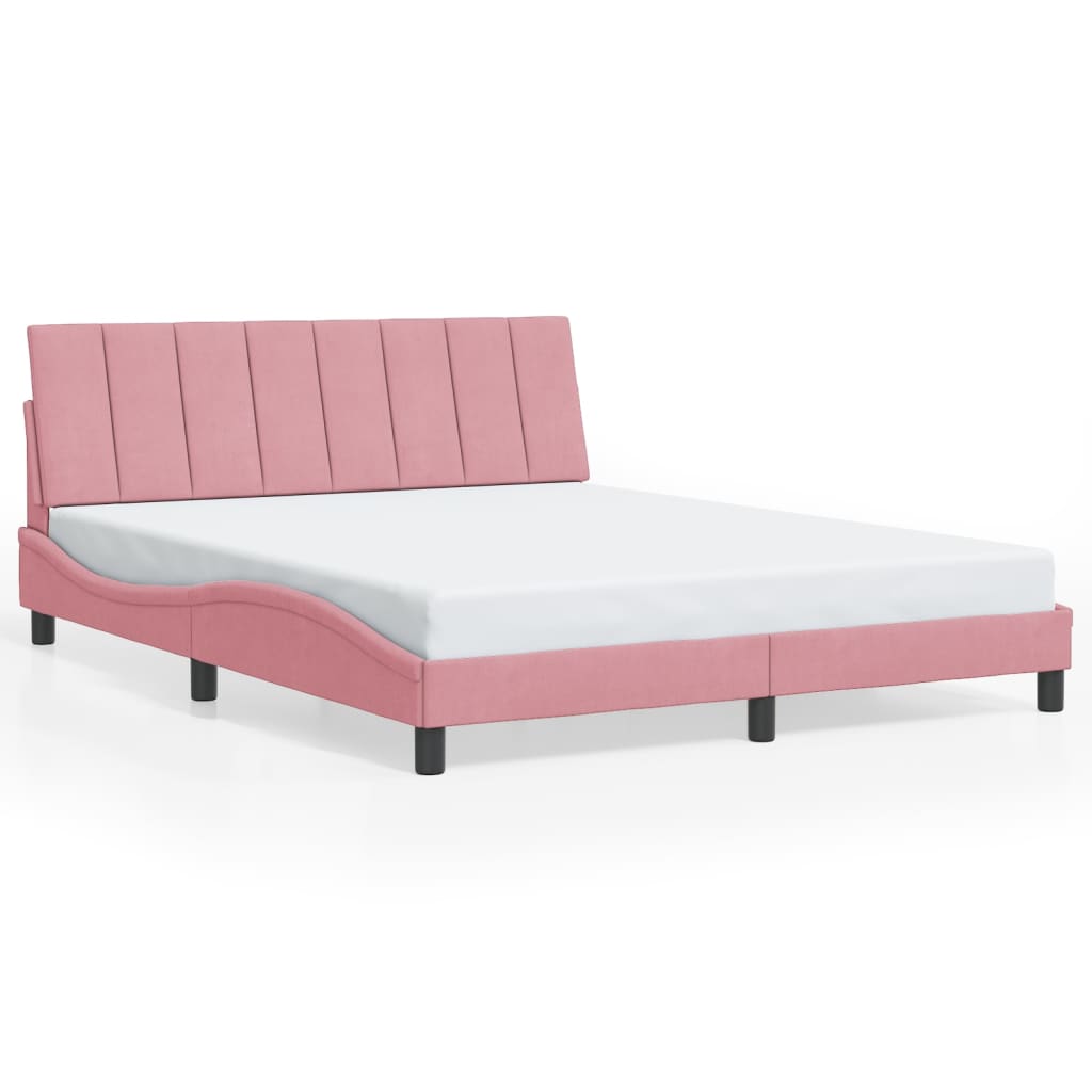 Cadre de lit avec LED sans matelas Hanko rose 160x200 cm velours - XIOS