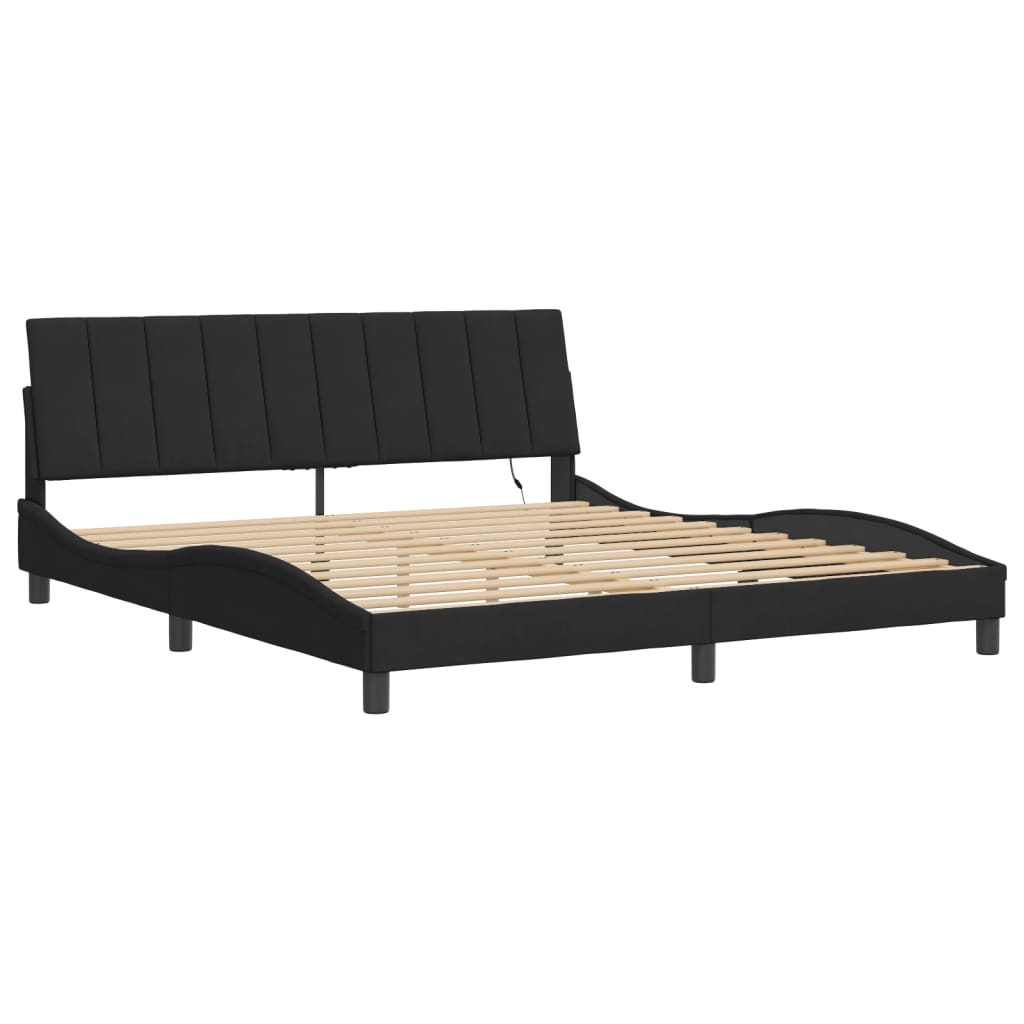 Cadre de lit avec LED sans matelas noir 180x200 cm velours - XIOS