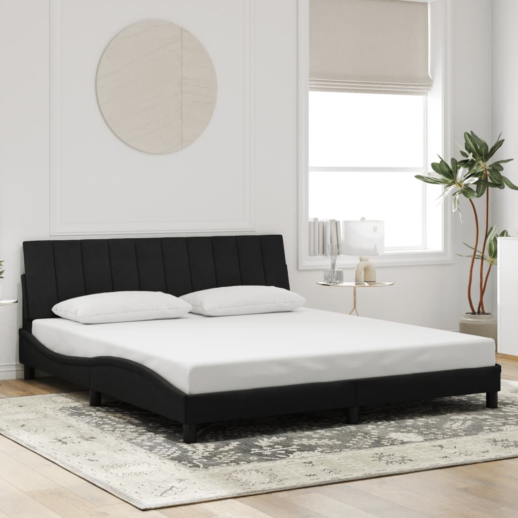 Cadre de lit avec LED sans matelas noir 180x200 cm velours - XIOS