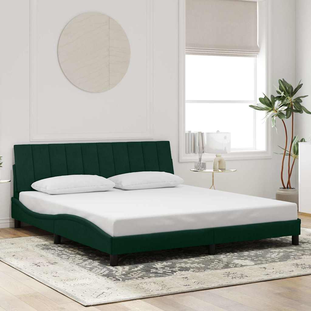 Cadre de lit avec LED sans matelas Hanko vert foncé 180x200 cm velours - XIOS