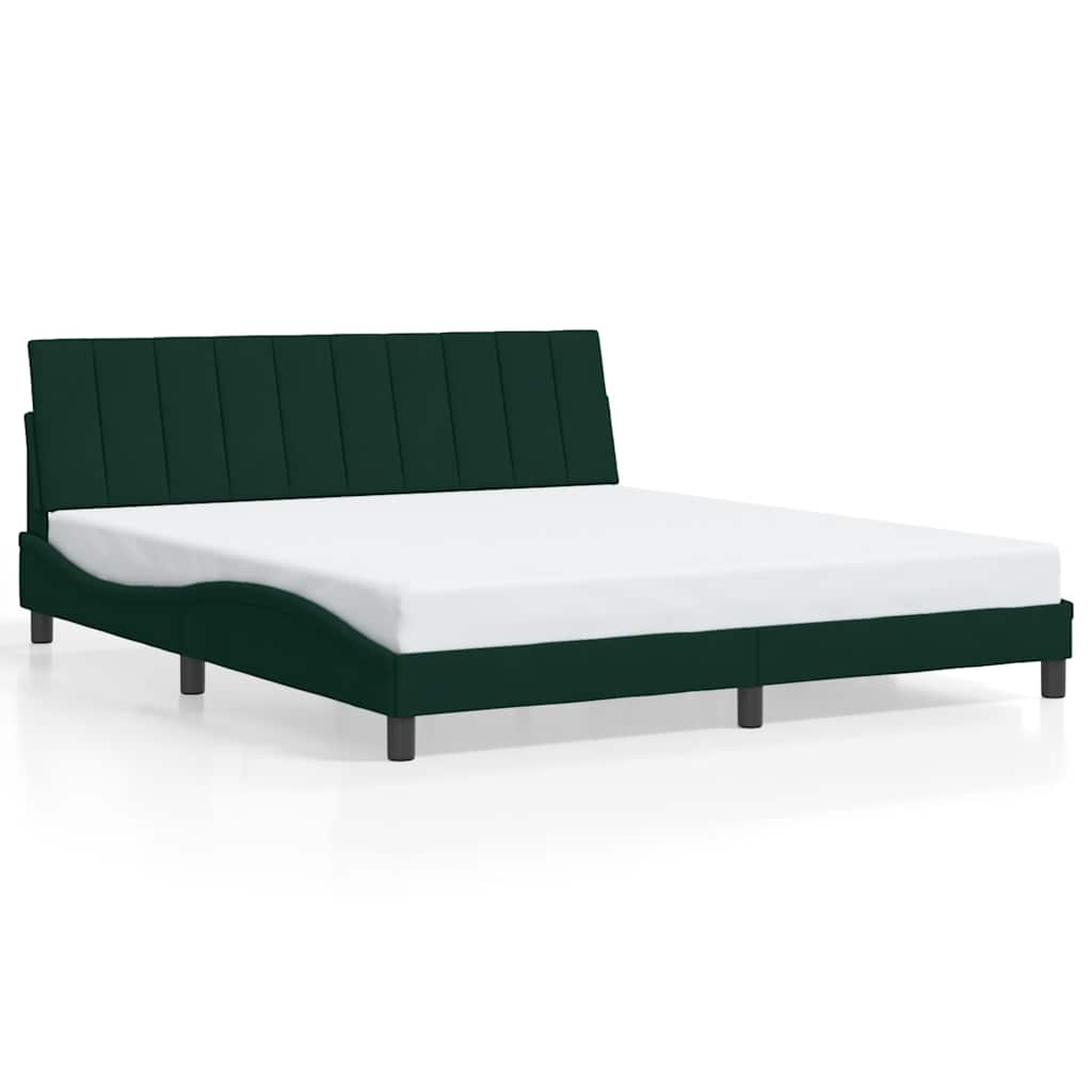 Cadre de lit avec LED sans matelas Hanko vert foncé 180x200 cm velours - XIOS