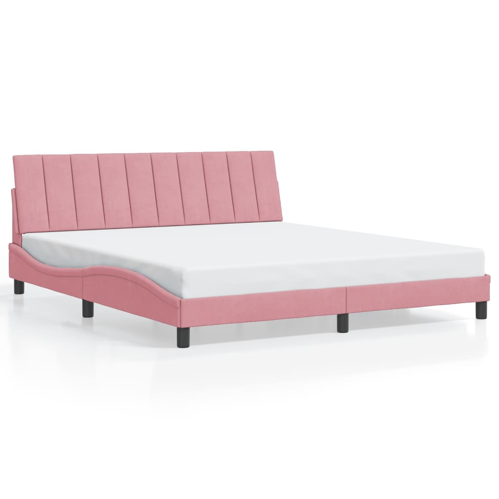 Cadre de lit avec LED sans matelas rose 180x200 cm velours - XIOS