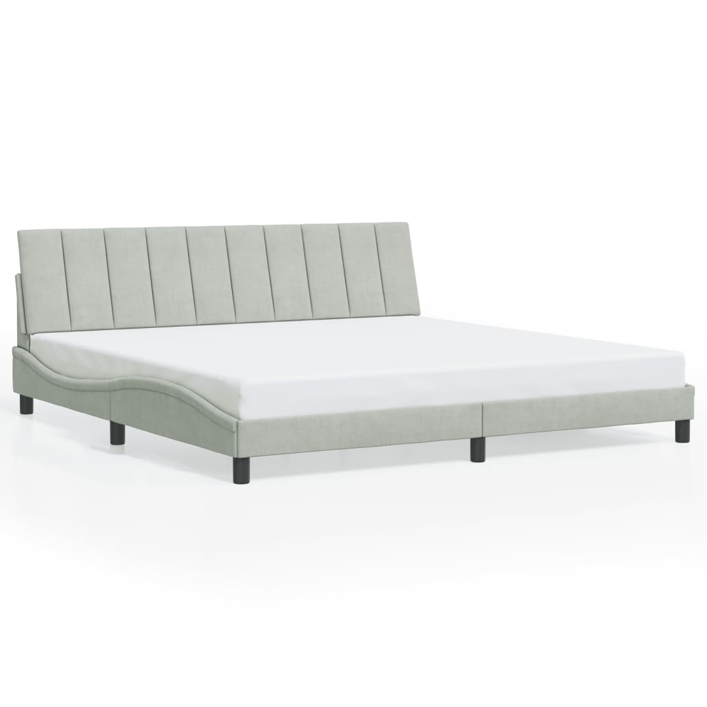 Cadre de lit avec LED sans matelas Hanko gris clair 200x200 cm velours - XIOS