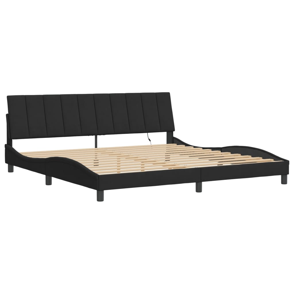 Cadre de lit avec LED sans matelas Hanko noir 200x200 cm velours - XIOS