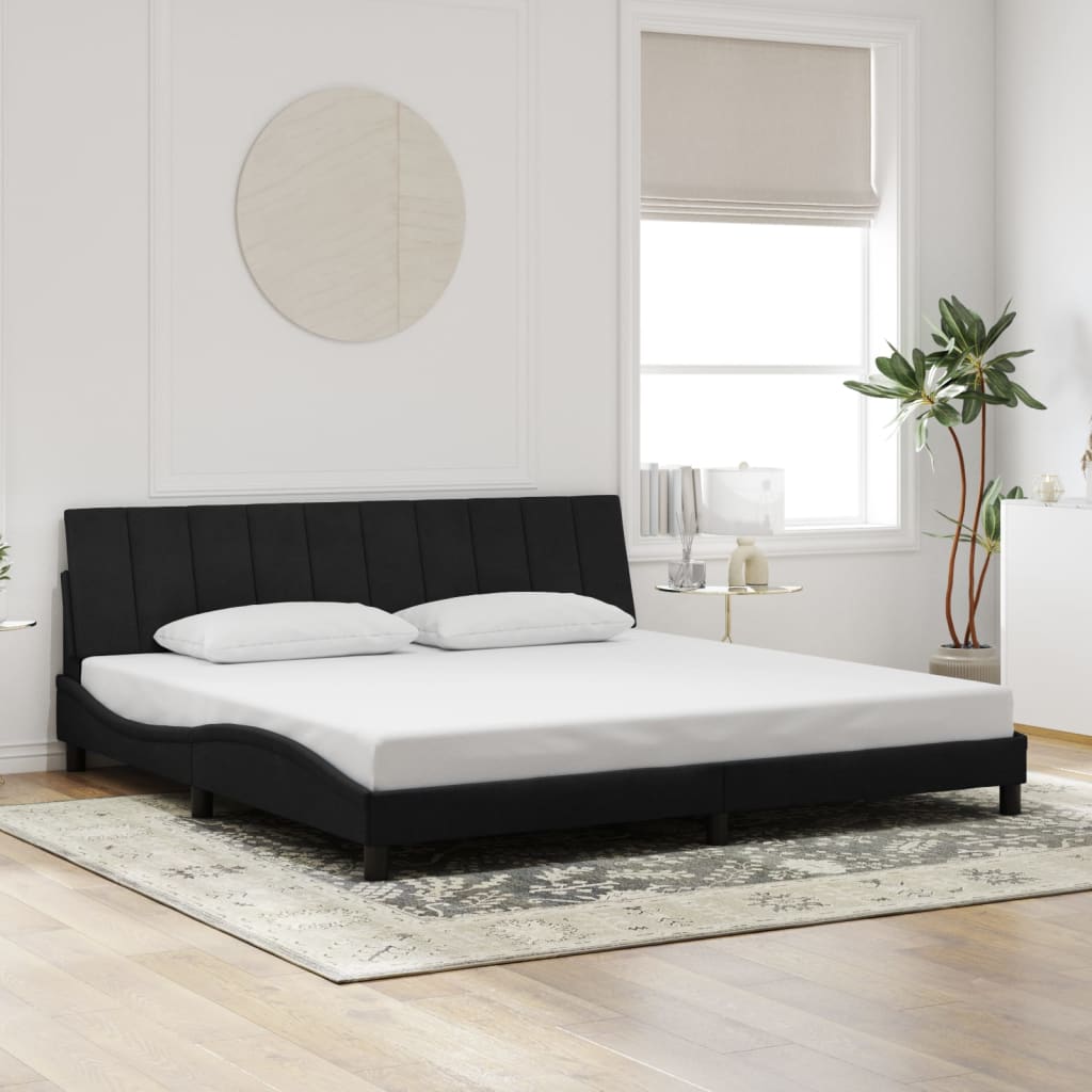 Cadre de lit avec LED sans matelas Hanko noir 200x200 cm velours - XIOS