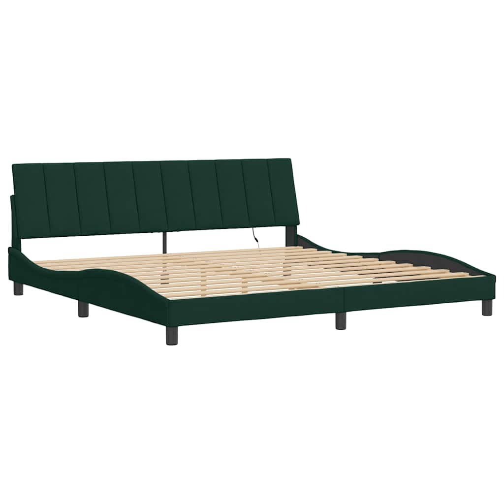 Cadre de lit avec LED sans matelas Hanko vert foncé 200x200 cm velours - XIOS