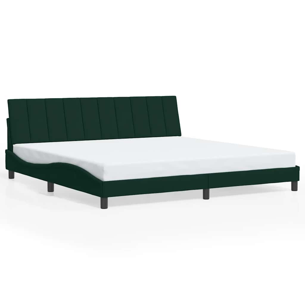 Cadre de lit avec LED sans matelas Hanko vert foncé 200x200 cm velours - XIOS