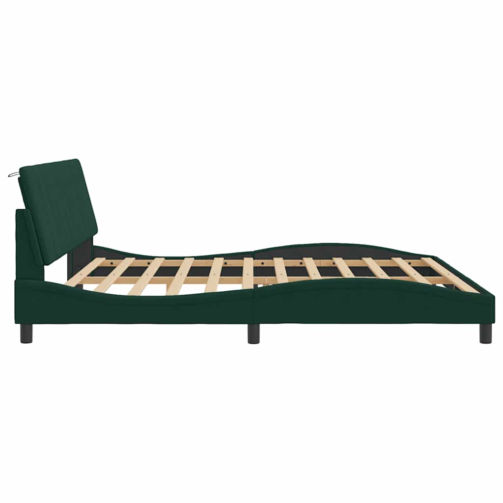 Cadre de lit avec LED sans matelas Hanko vert foncé 200x200 cm velours - XIOS