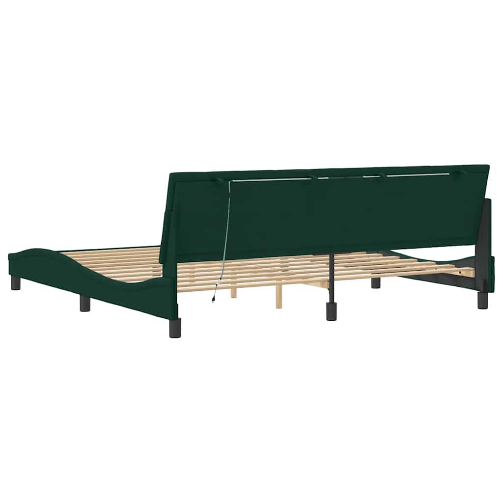 Cadre de lit avec LED sans matelas Hanko vert foncé 200x200 cm velours - XIOS