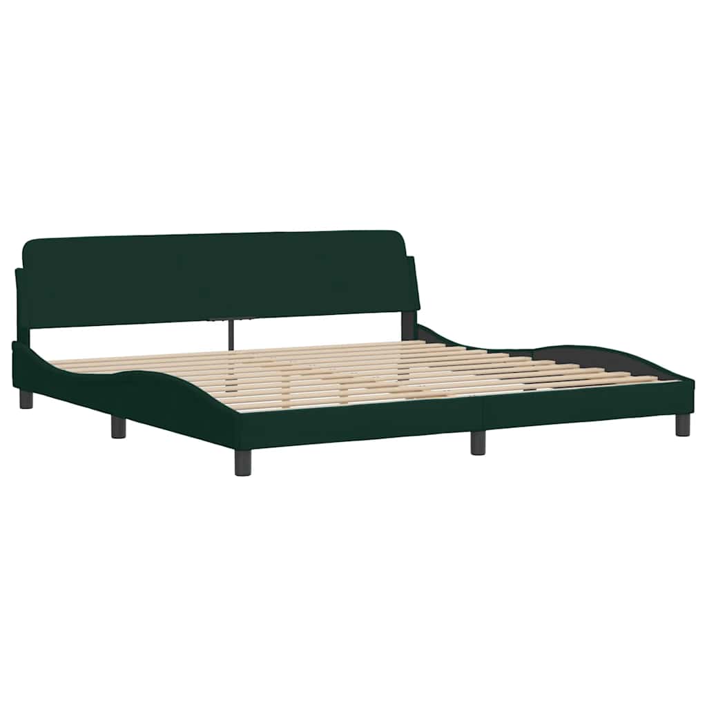 Cadre de lit avec LED sans matelas Hanko vert foncé 200x200 cm velours - XIOS