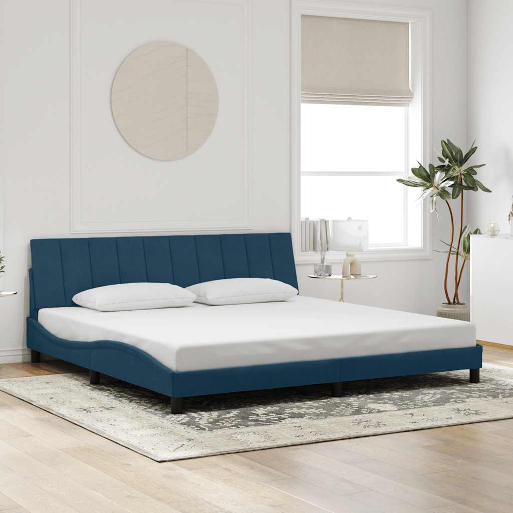 Cadre de lit avec LED sans matelas Hanko bleu 200x200 cm velours - XIOS