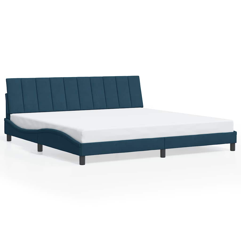 Cadre de lit avec LED sans matelas Hanko bleu 200x200 cm velours - XIOS
