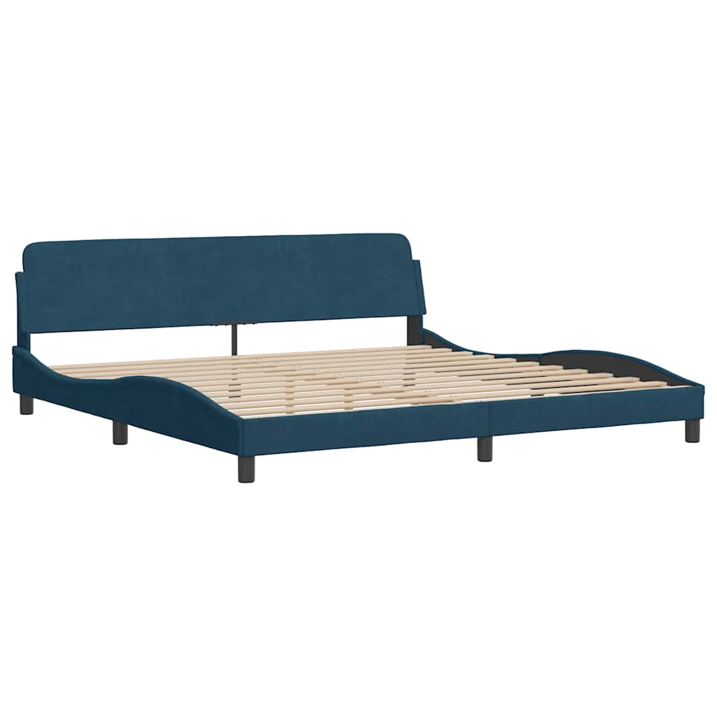 Cadre de lit avec LED sans matelas Hanko bleu 200x200 cm velours - XIOS