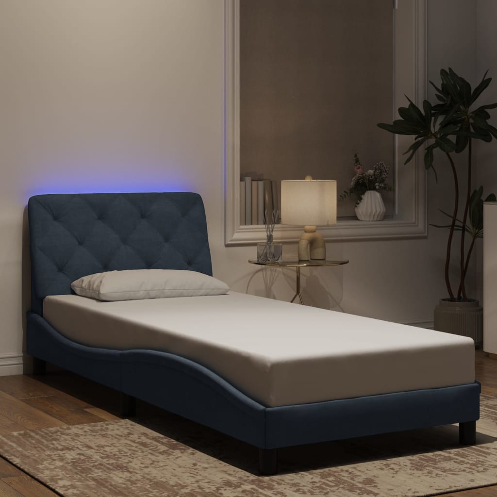 Cadre de lit avec LED sans matelas gris foncé 80x200 cm velours - XIOS