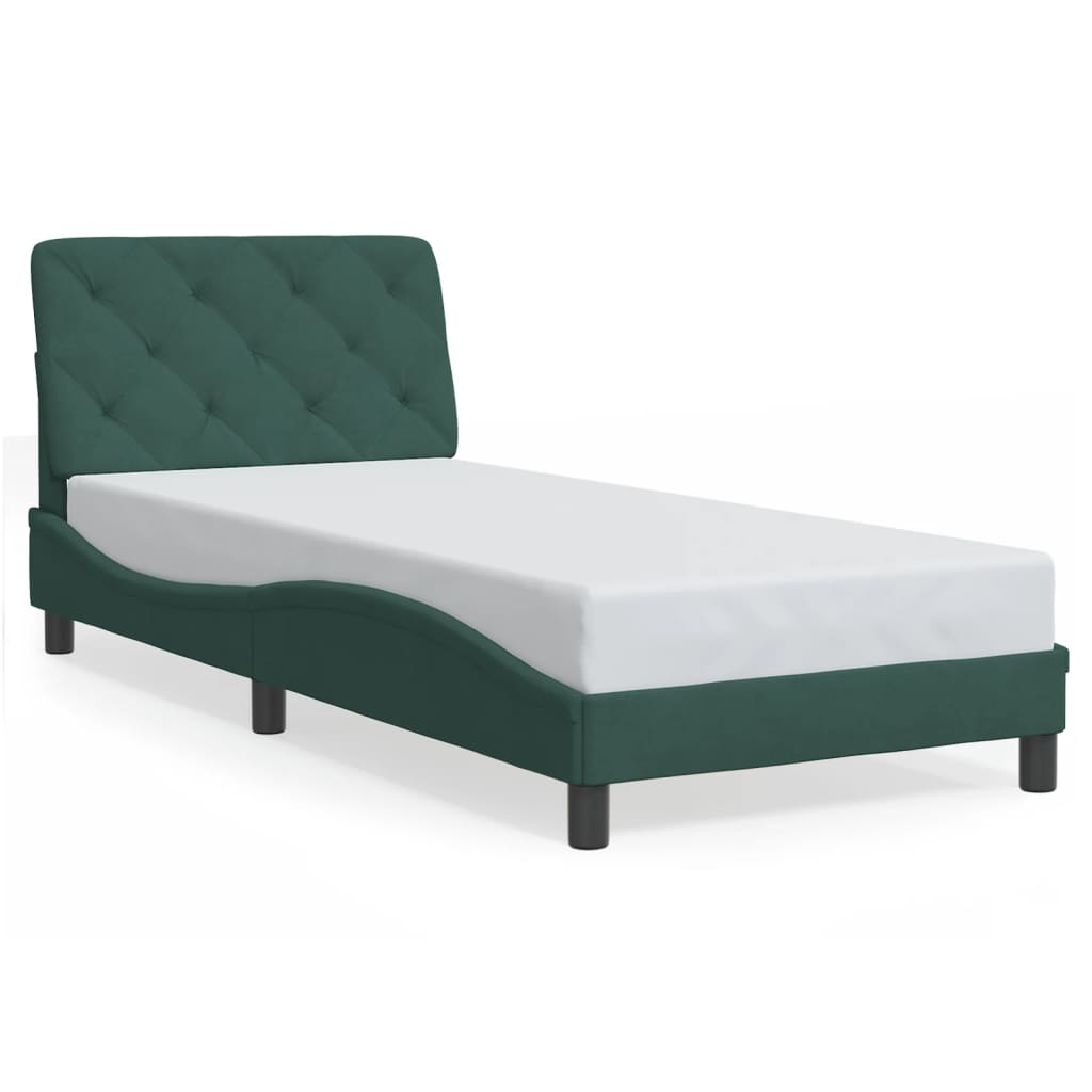 Cadre de lit avec lumières LED vert foncé 80x200 cm velours - XIOS