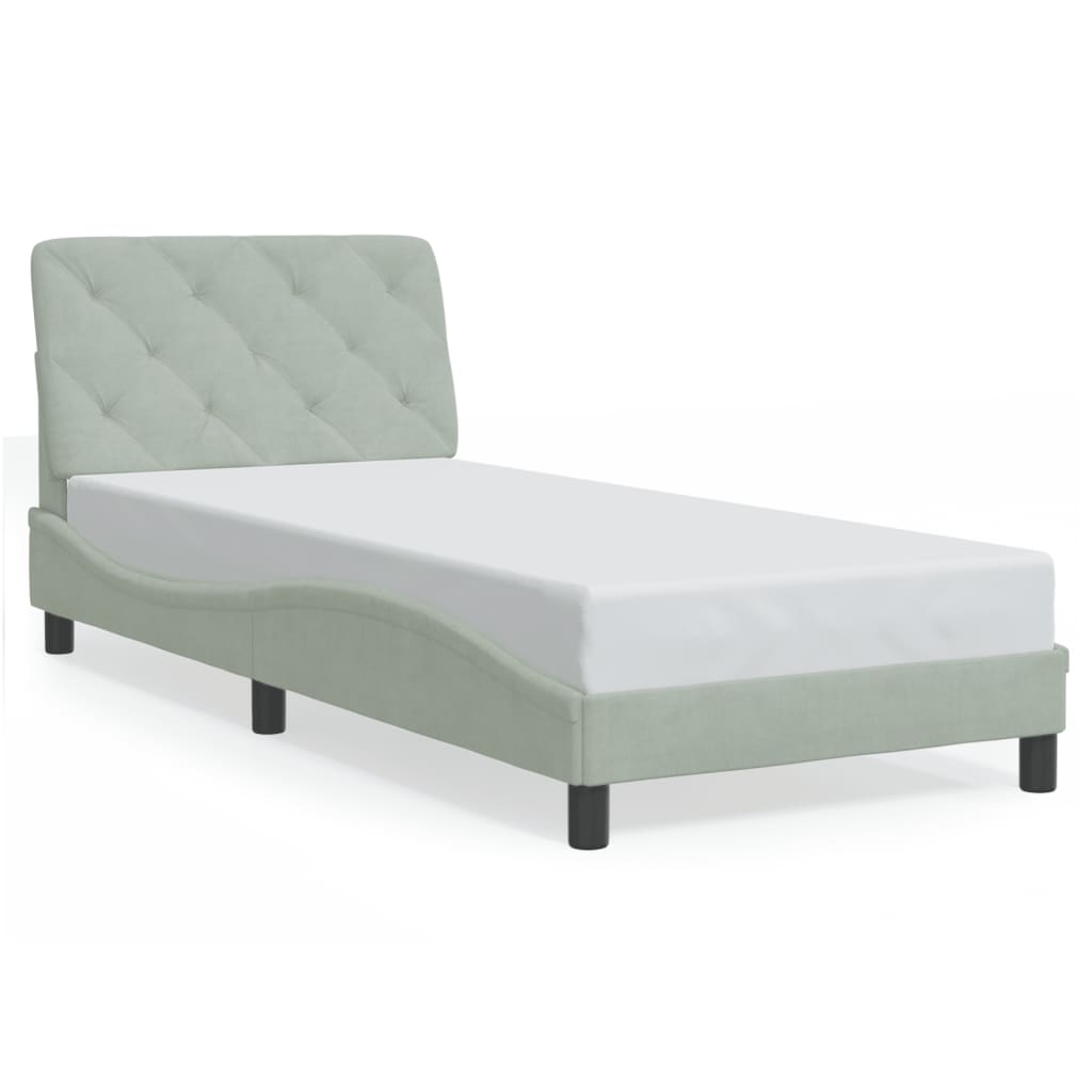 Cadre de lit avec LED sans matelas gris clair 90x190 cm velours - XIOS