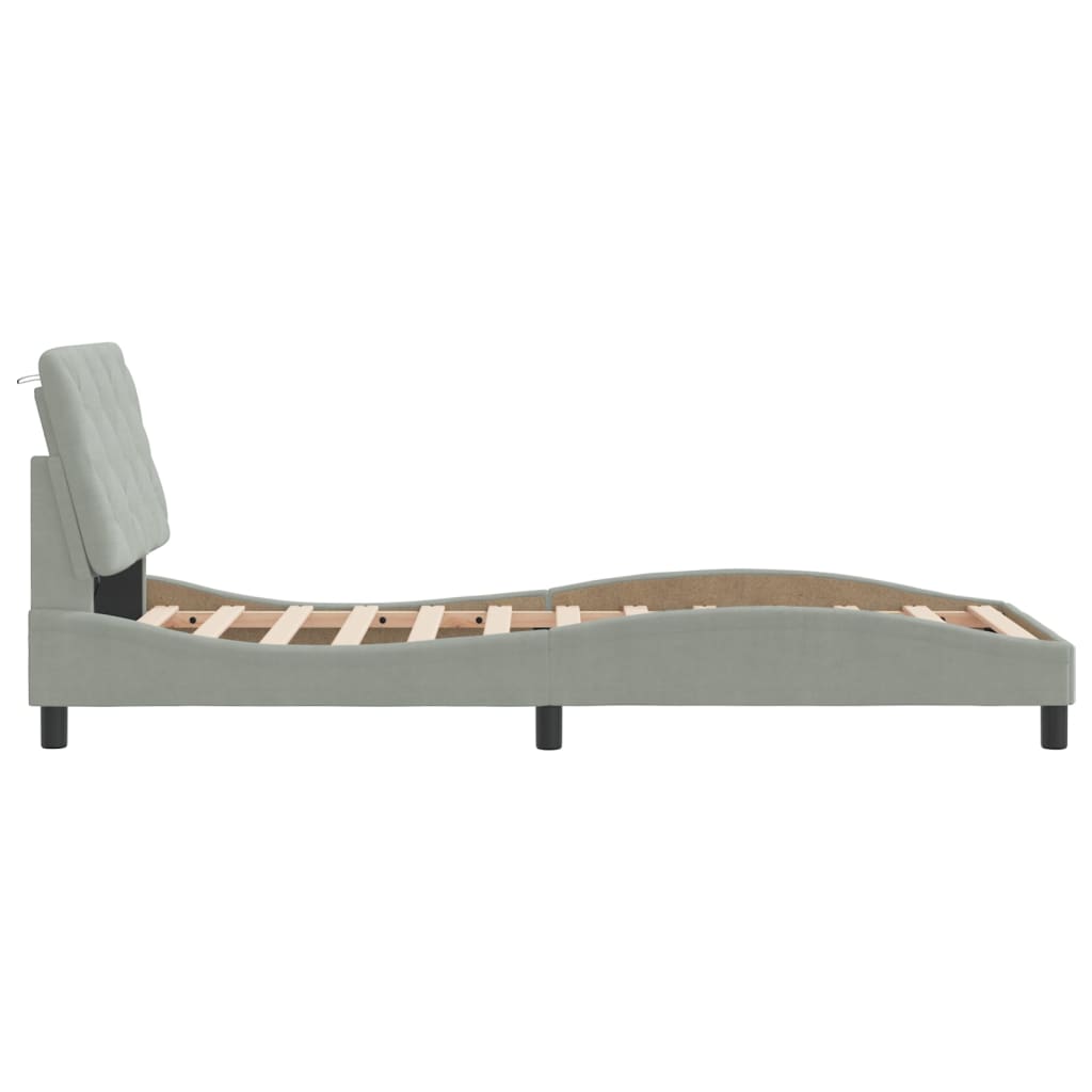 Cadre de lit avec LED sans matelas gris clair 90x190 cm velours - XIOS