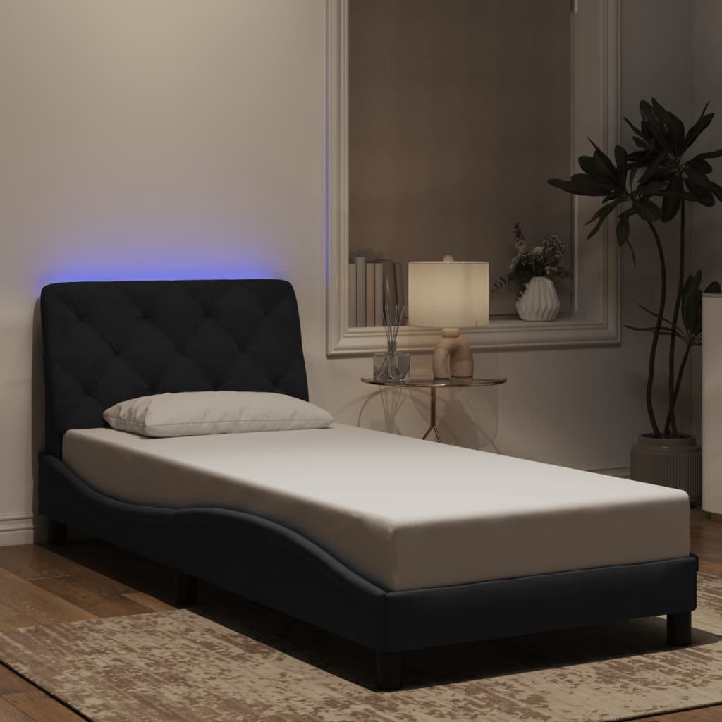 Cadre de lit avec LED sans matelas noir 90x190 cm velours - XIOS