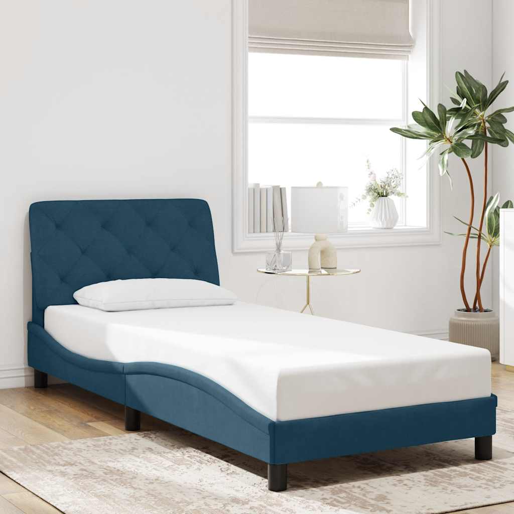 Cadre de lit avec LED sans matelas bleu 90x190 cm velours - XIOS