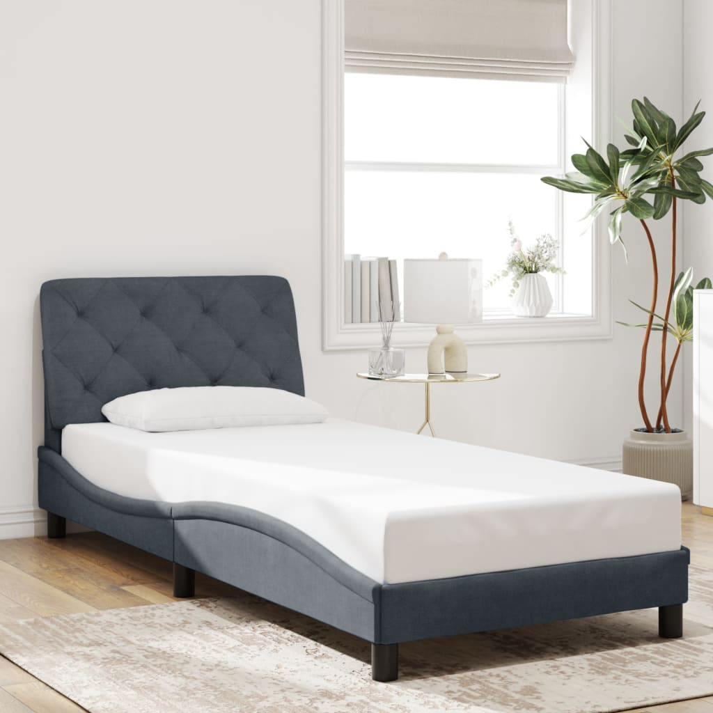 Cadre de lit avec LED sans matelas gris foncé 90x200 cm velours - XIOS