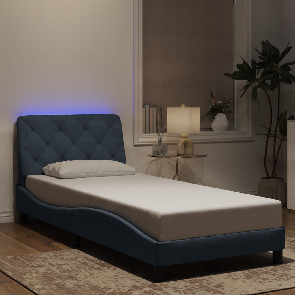 Cadre de lit avec LED sans matelas gris foncé 90x200 cm velours - XIOS