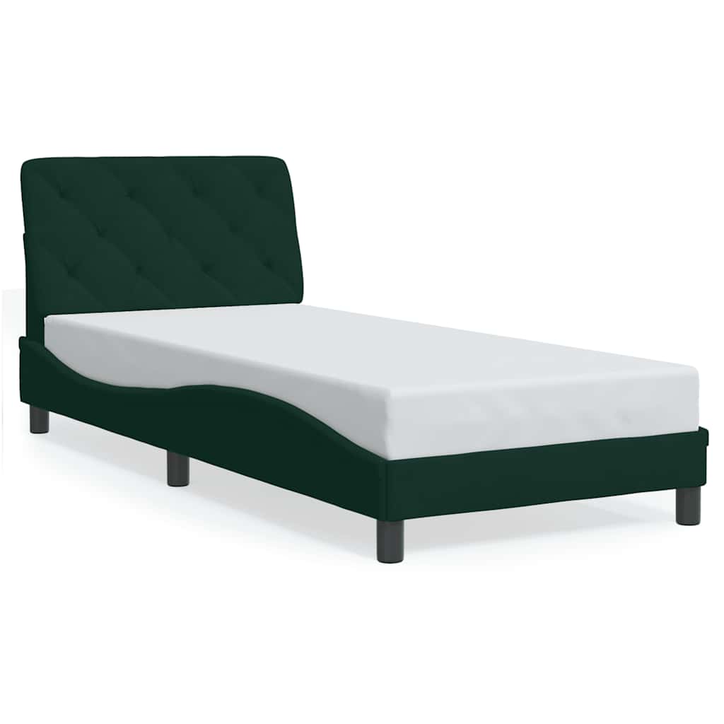 Cadre de lit avec LED sans matelas vert foncé 90x200 cm velours - XIOS