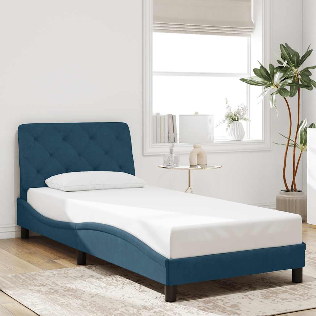 Cadre de lit avec LED sans matelas bleu 90x200 cm velours - XIOS
