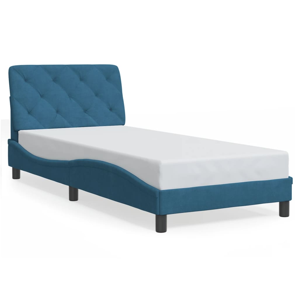 Cadre de lit avec LED sans matelas bleu 90x200 cm velours - XIOS