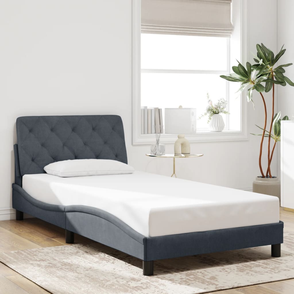 Cadre de lit avec LED sans matelas gris foncé 100x200cm velours - XIOS