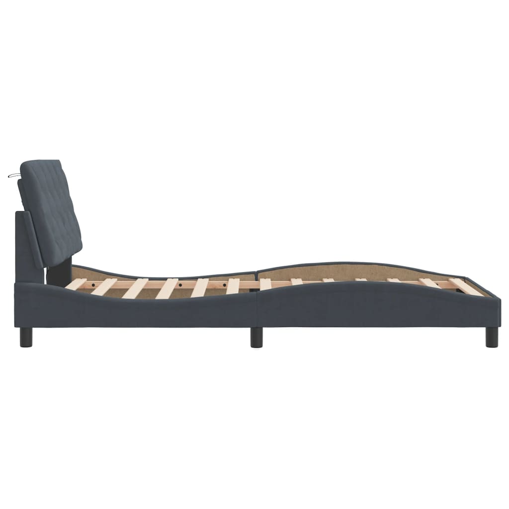 Cadre de lit avec LED sans matelas gris foncé 100x200cm velours - XIOS