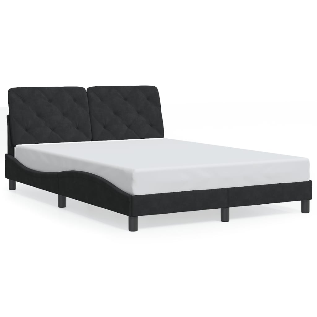 Cadre de lit avec LED sans matelas noir 120x200 cm velours - XIOS