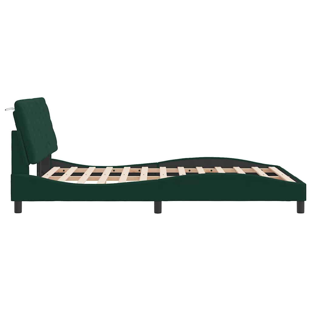 Cadre de lit avec LED sans matelas vert foncé 120x200cm velours - XIOS