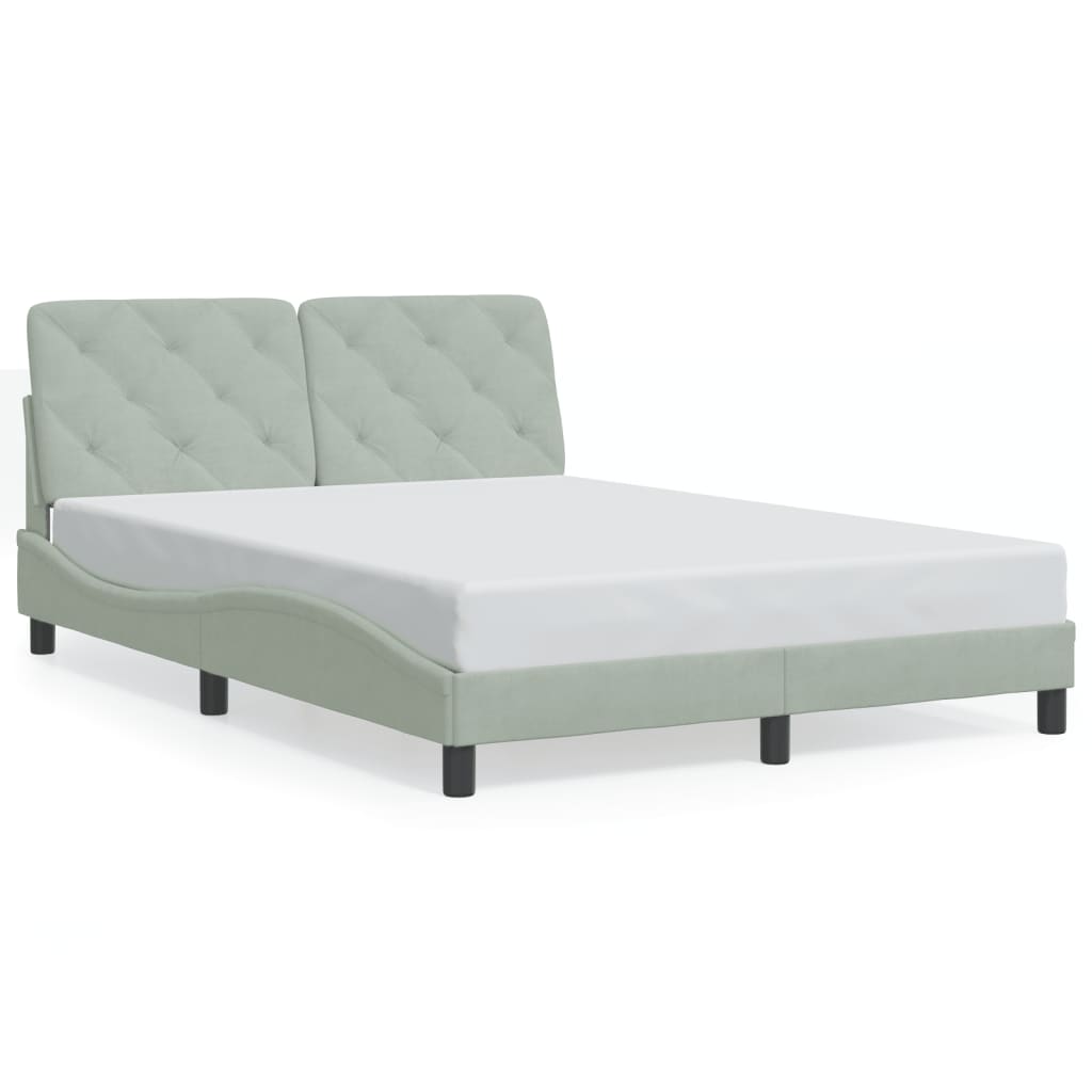 Cadre de lit avec LED sans matelas gris clair 140x190cm velours - XIOS