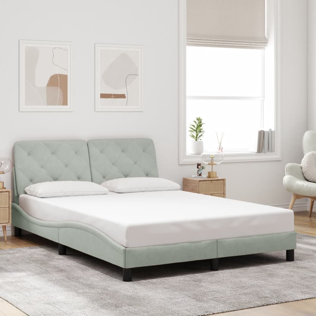 Cadre de lit avec LED sans matelas gris clair 140x200cm velours - XIOS