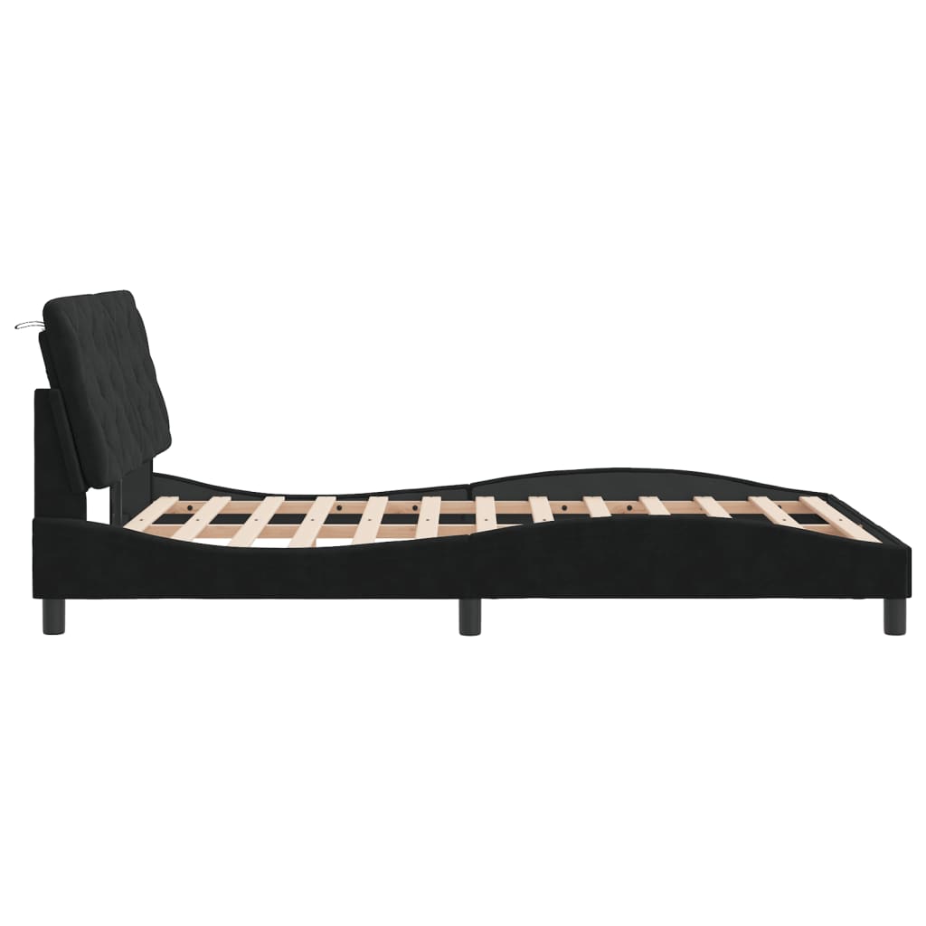 Cadre de lit avec LED sans matelas noir 140x200 cm velours - XIOS
