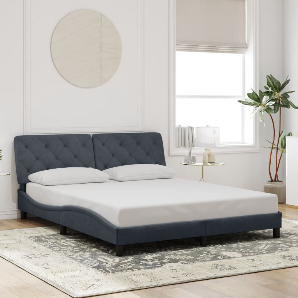 Cadre de lit avec LED sans matelas gris foncé 160x200cm velours - XIOS