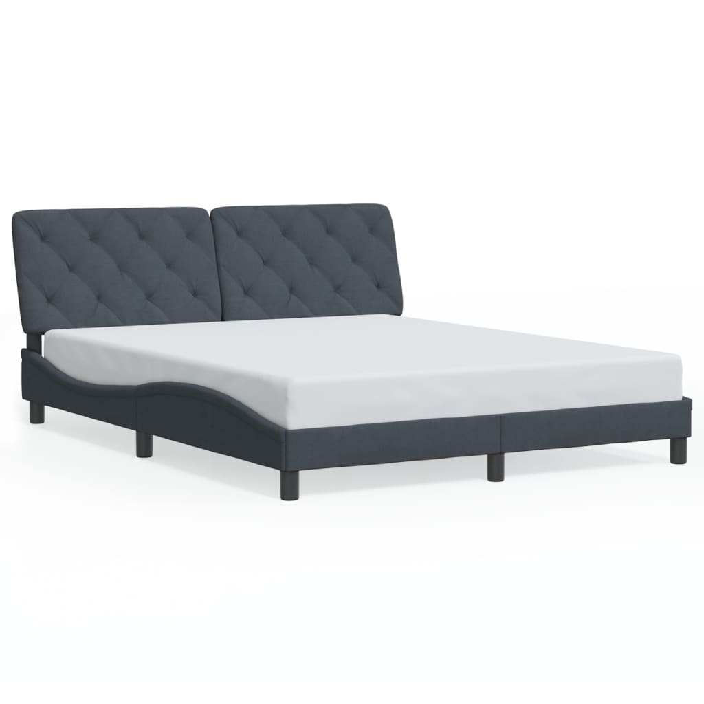 Cadre de lit avec LED sans matelas gris foncé 160x200cm velours - XIOS
