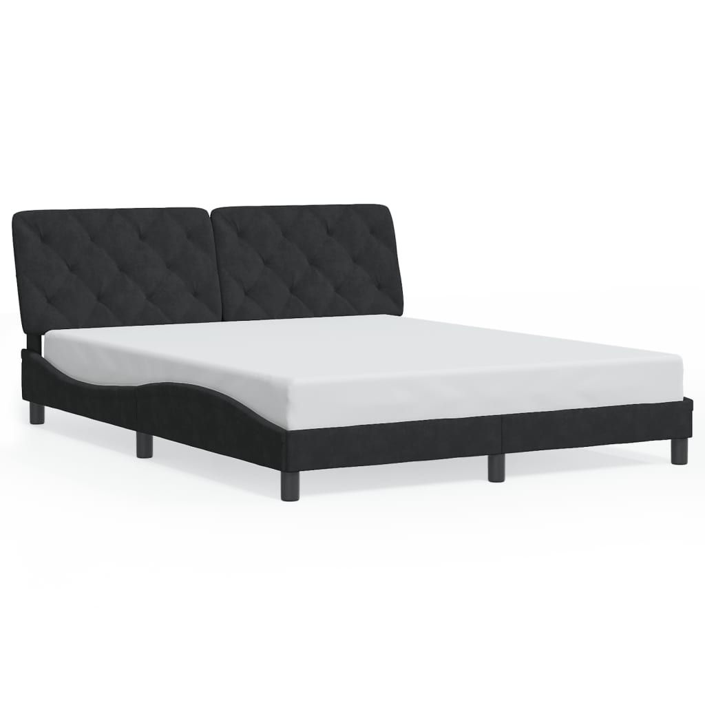 Cadre de lit avec LED sans matelas noir 160x200 cm velours - XIOS