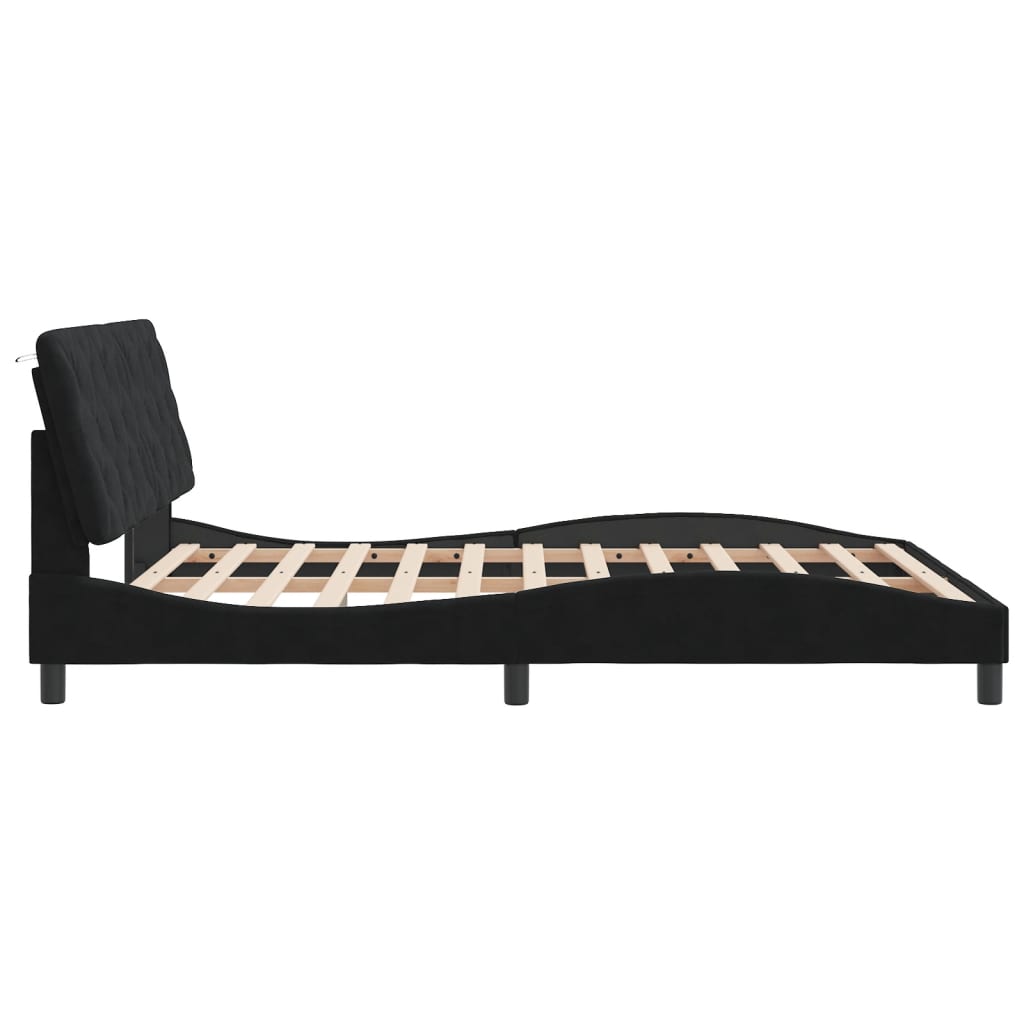 Cadre de lit avec LED sans matelas noir 160x200 cm velours - XIOS