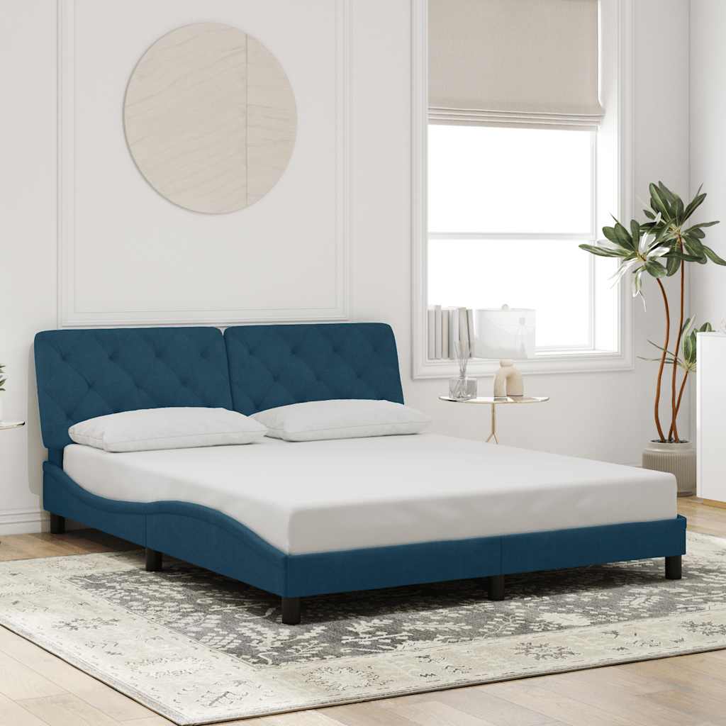Cadre de lit avec LED sans matelas bleu 160x200 cm velours - XIOS