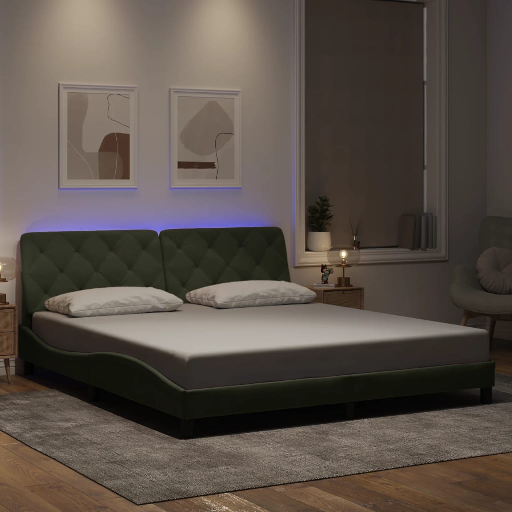 Cadre de lit avec LED sans matelas gris clair 180x200cm velours - XIOS