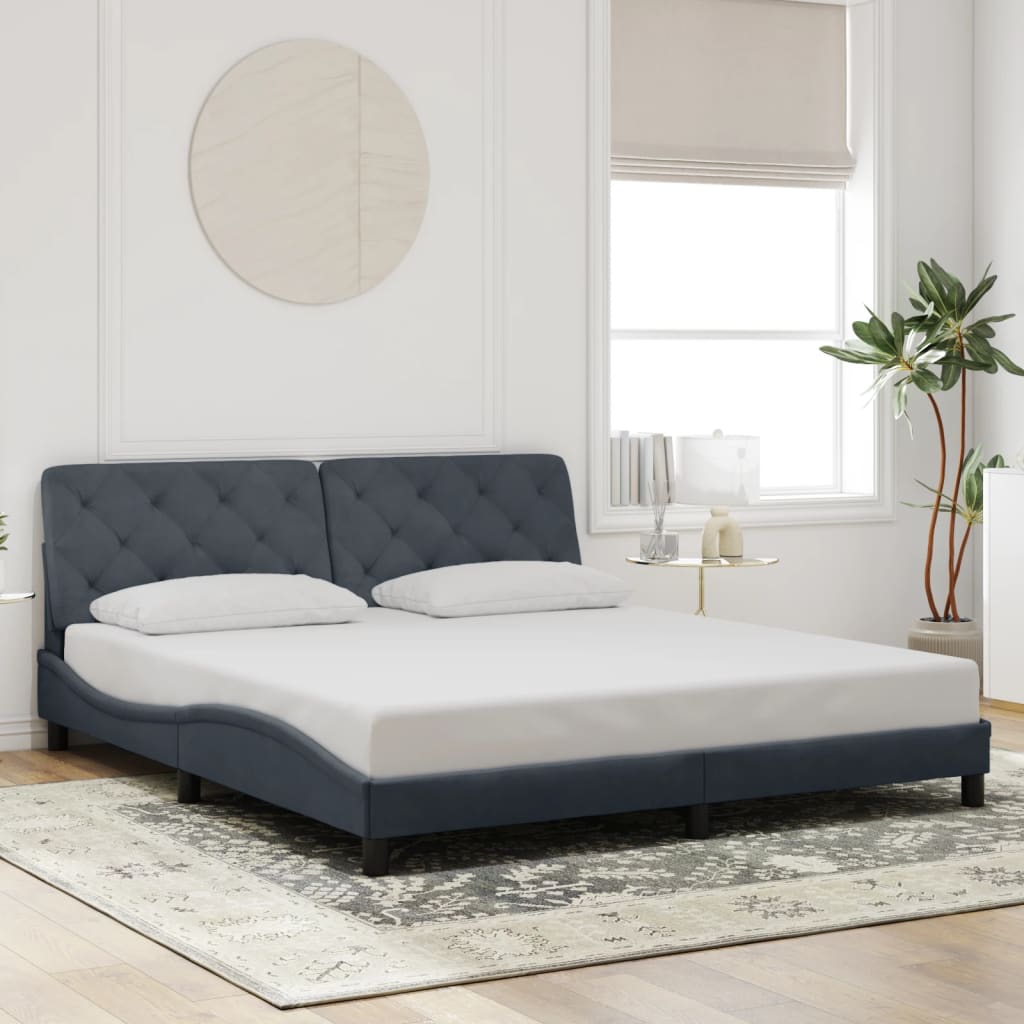 Cadre de lit avec LED sans matelas gris foncé 180x200cm velours - XIOS
