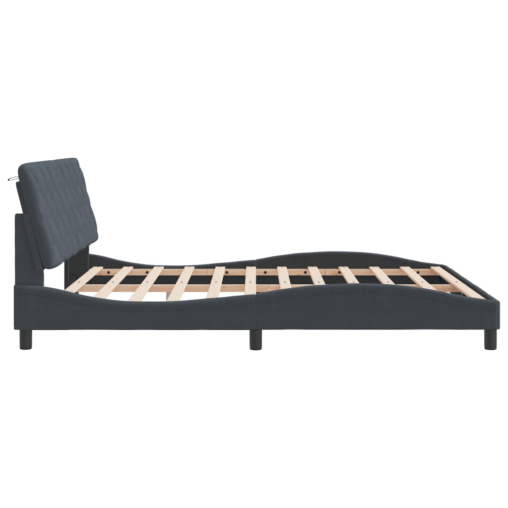 Cadre de lit avec LED sans matelas gris foncé 180x200cm velours - XIOS
