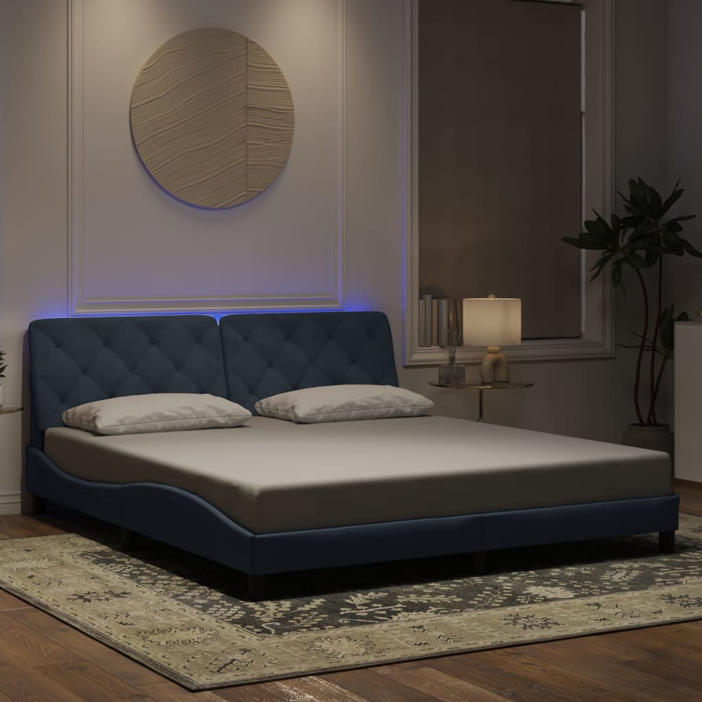 Cadre de lit avec LED sans matelas gris foncé 180x200cm velours - XIOS